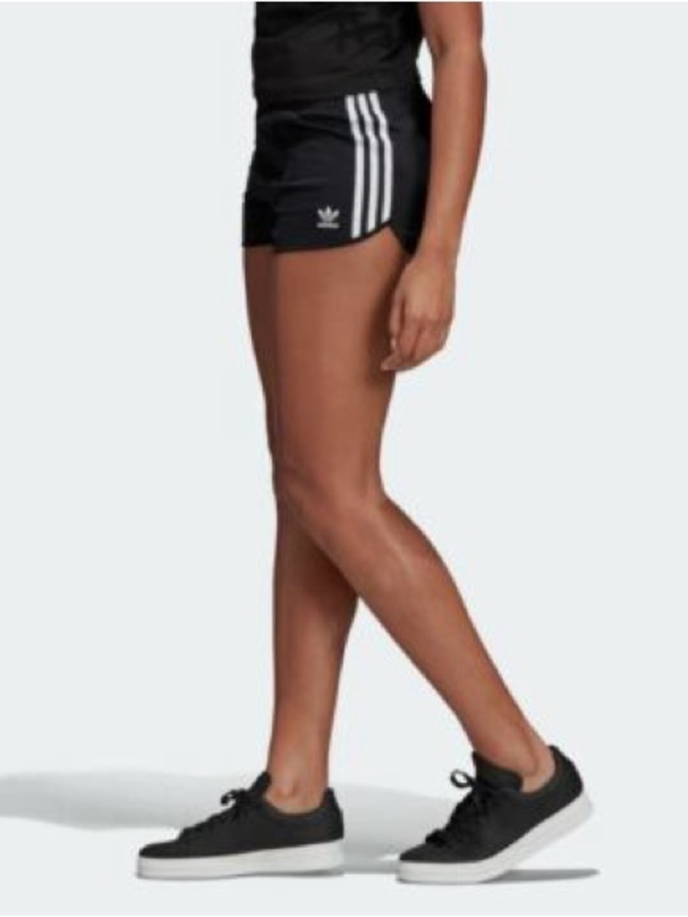 adidas Black Women’s Athletic Shorts with White 3-Stripes